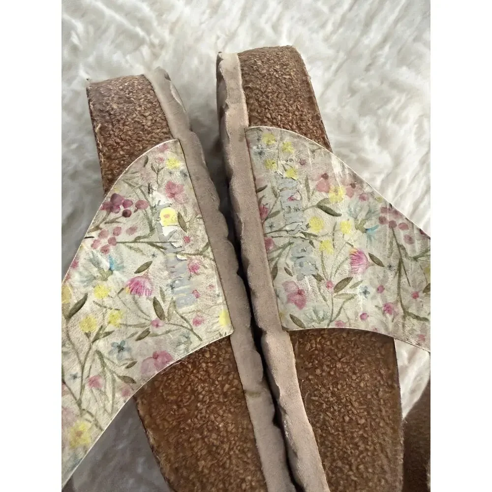 Birkenstock Gizeh Vegan Birko-Flor Watercolor Floral Thong Sandals Cottage Boho